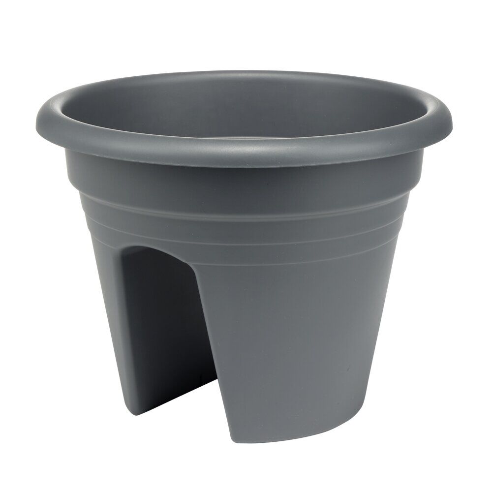 Pot de fleur balcon rond plastique noir Ø29,5xH22,5cm