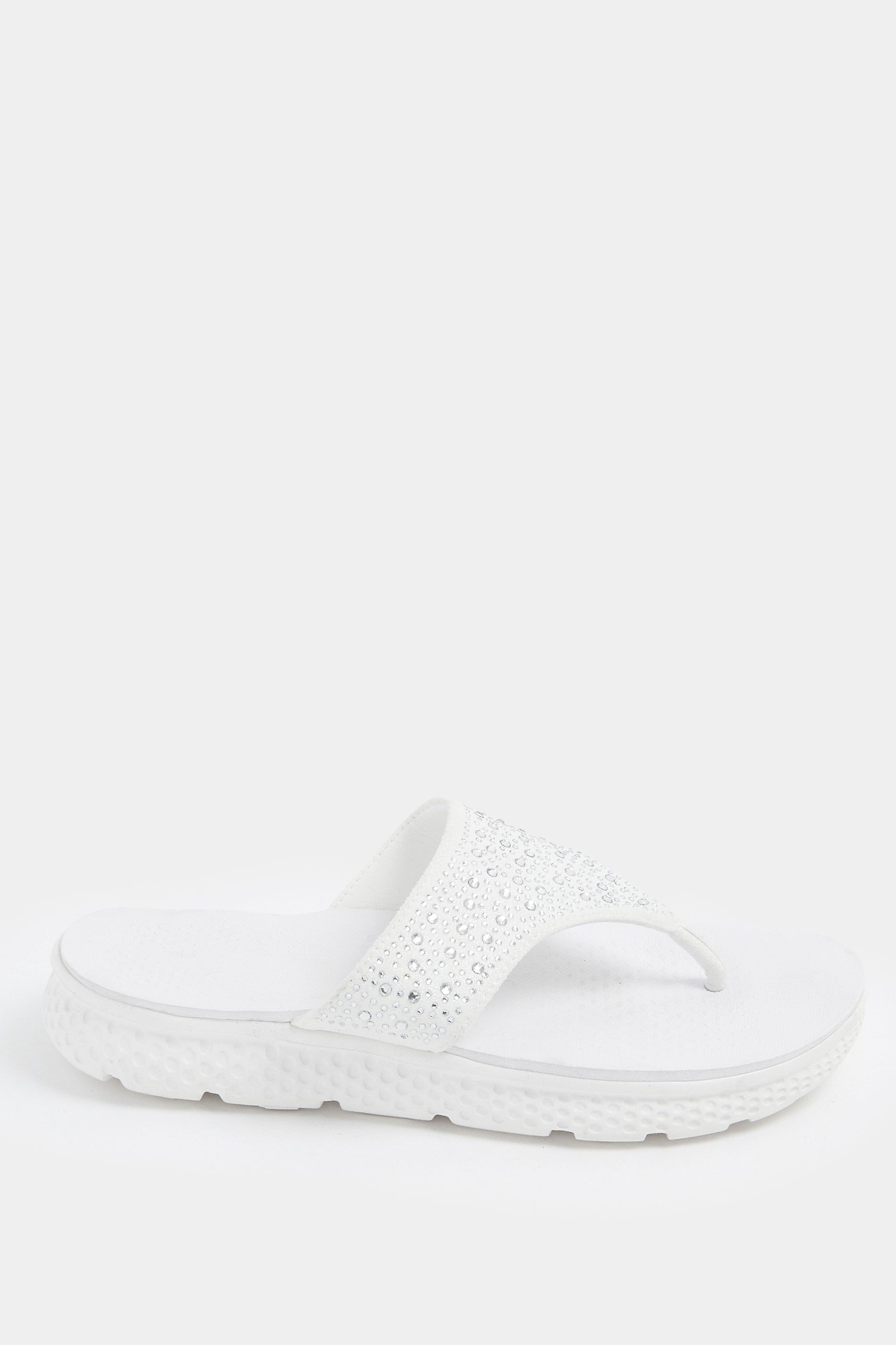 Yours Diamante T-Bar Sandals In Wide E Fit