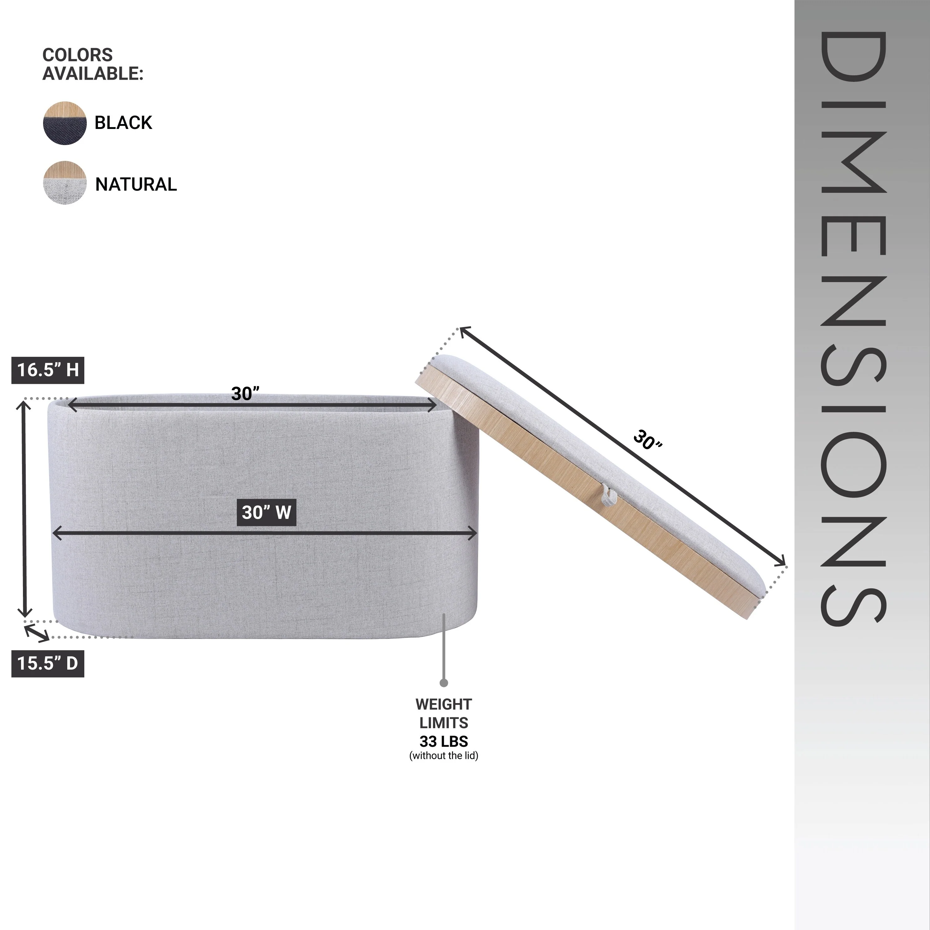 Storage Ottoman Comfortable choice, multiple functions, classic design, and cozy corners with Reversible Wooden Tray Top,