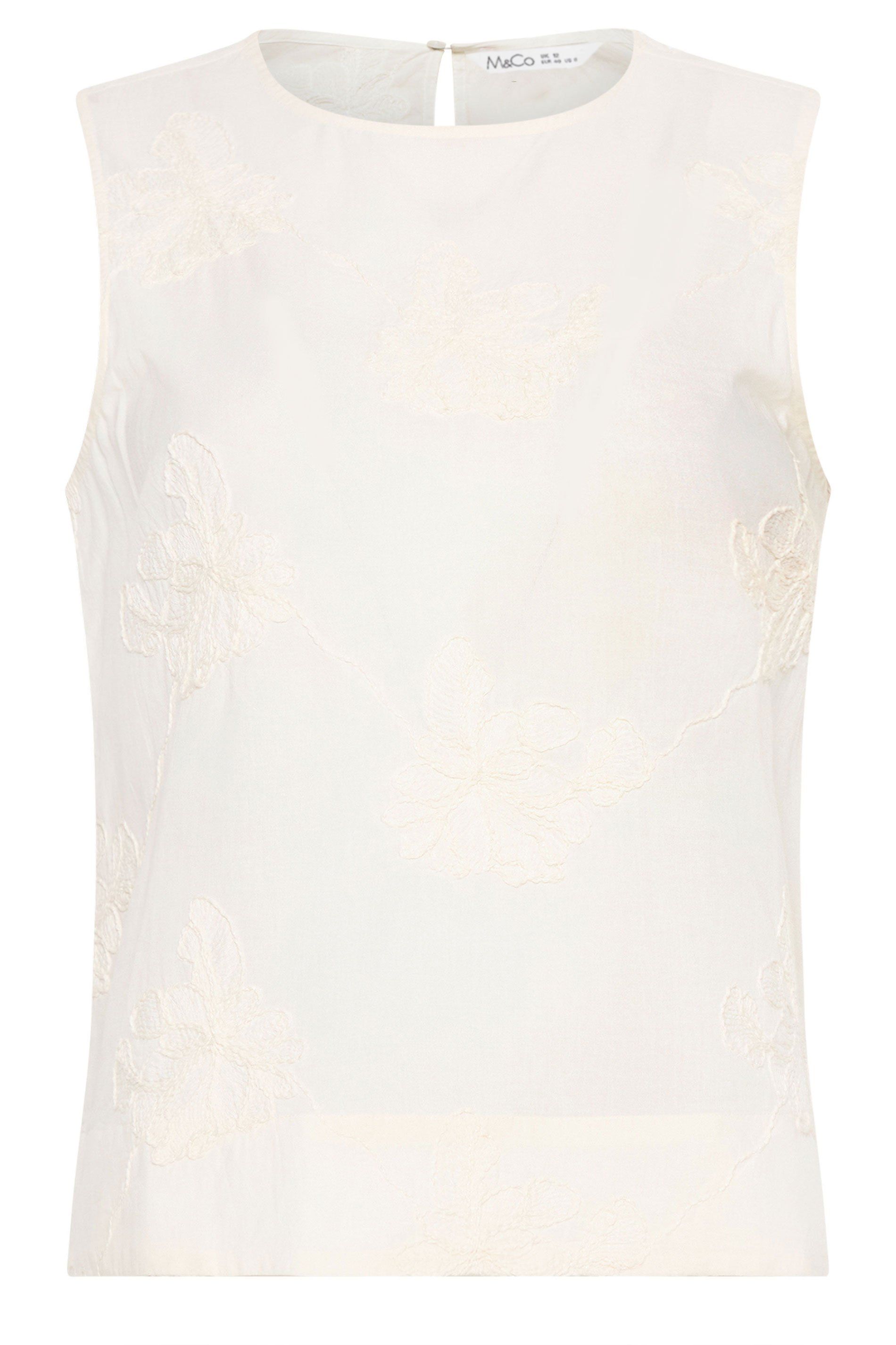 M&Co Floral Embroidered Cotton Vest Top