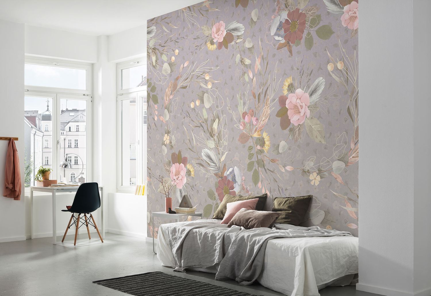 Komar fotobehang romantische bloemen lila paars en roze - 350 x 250 cm - 611214
