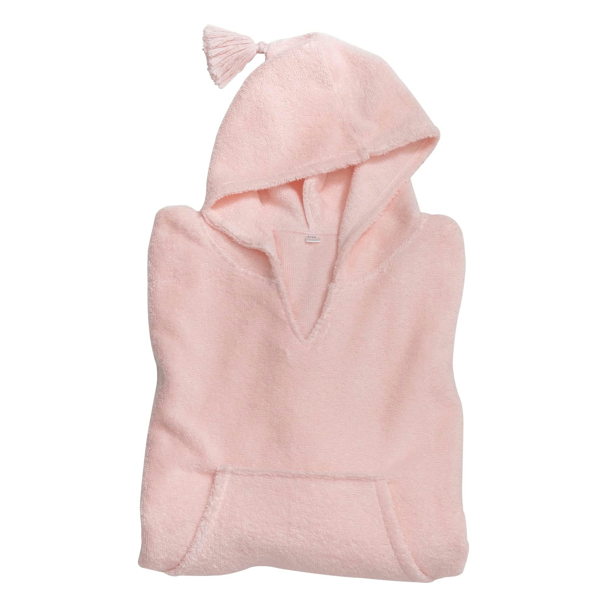 PONCHO KIDS - Peignoir poncho enfant rose 6/8 ans en coton