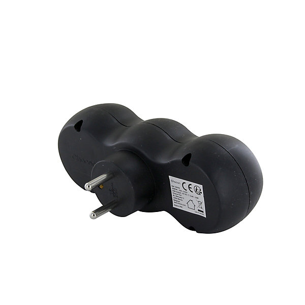 Domino 2x16A   USB-A/C - Noir - Chacon