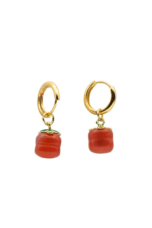 Harvest — Jade Stone Charm Earrings in Persimmon