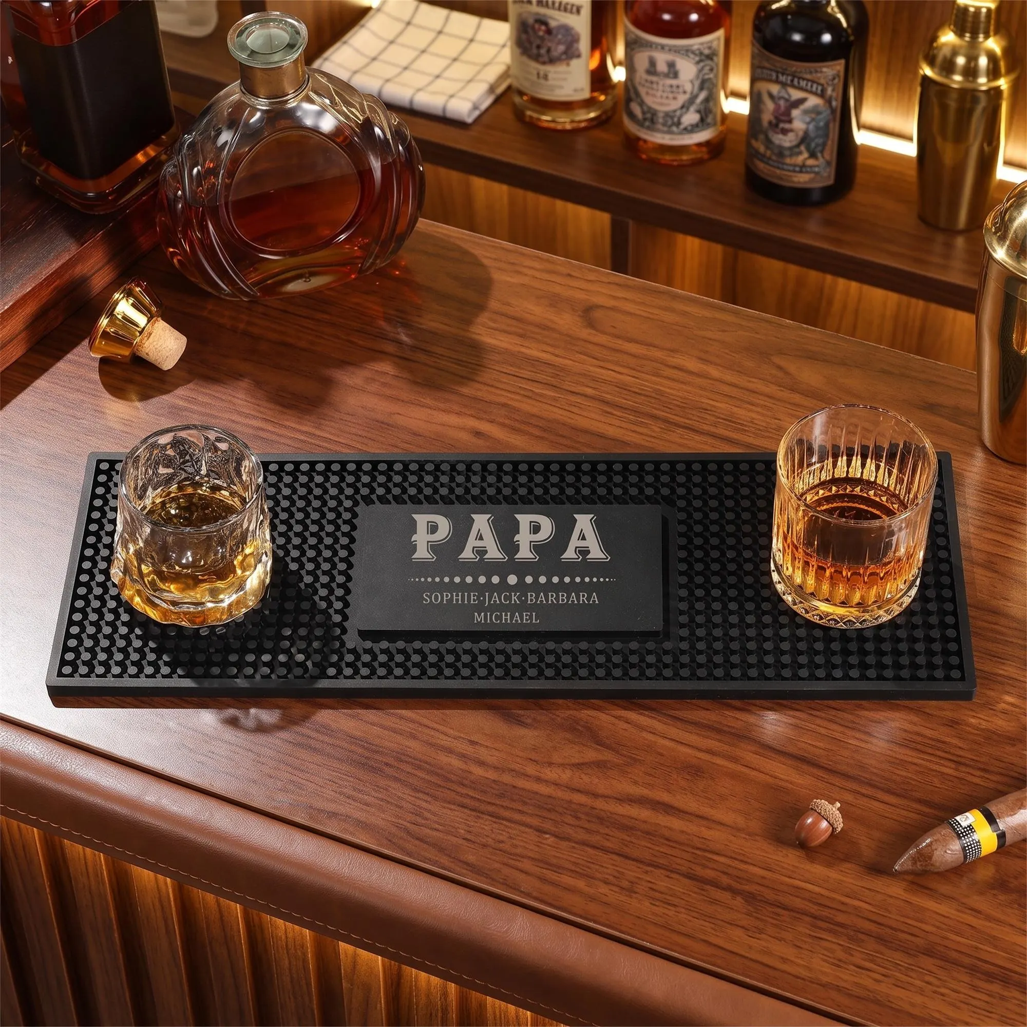 Personalized Bar Mat with Name, Custom Logo Bar Rubber, Silicone Barware Gift, Pub Accessories, Rubber Bar Mat, Home Bar Gift