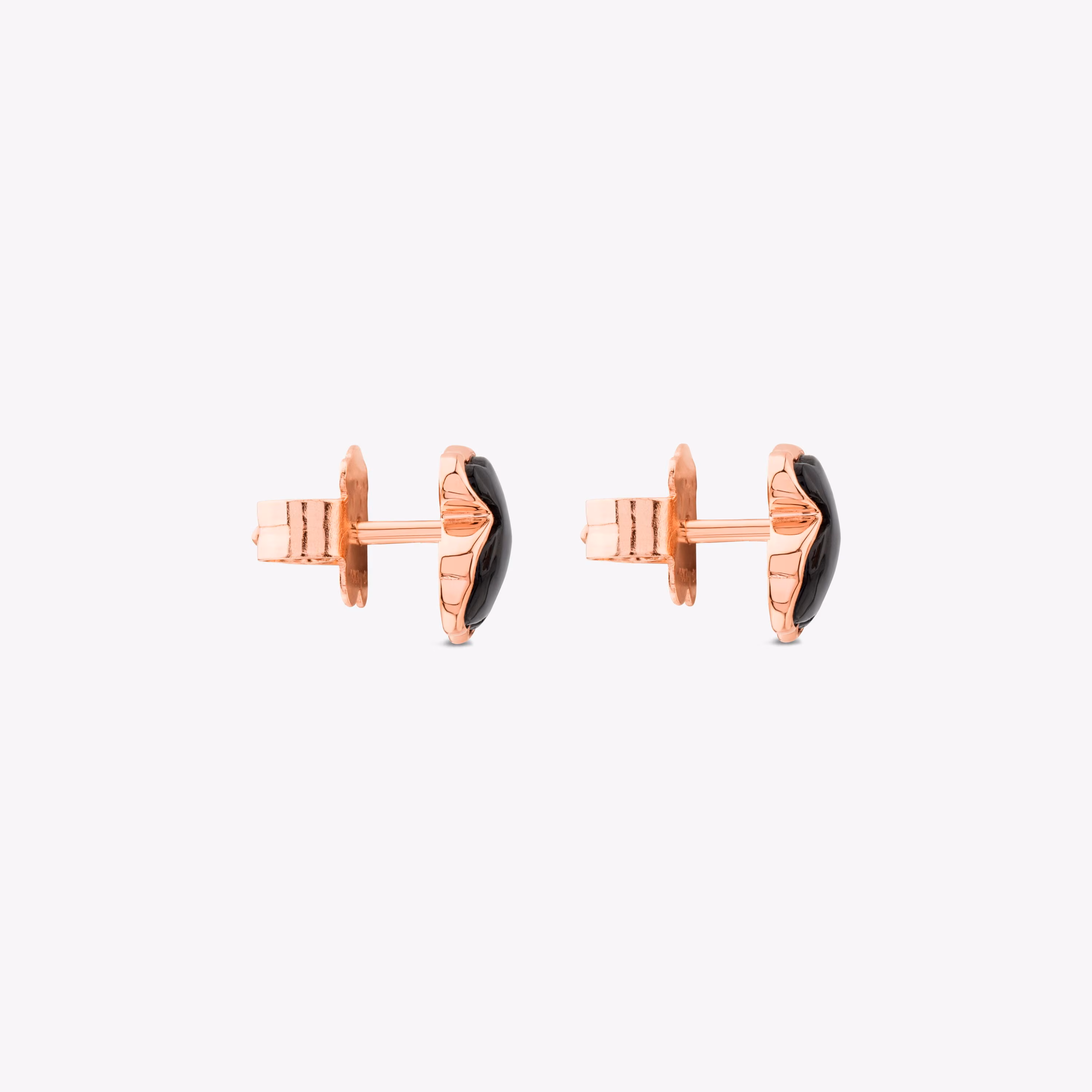 Pendientes con baño de oro rosa 18 kt sobre plata y ónix facetado Motif