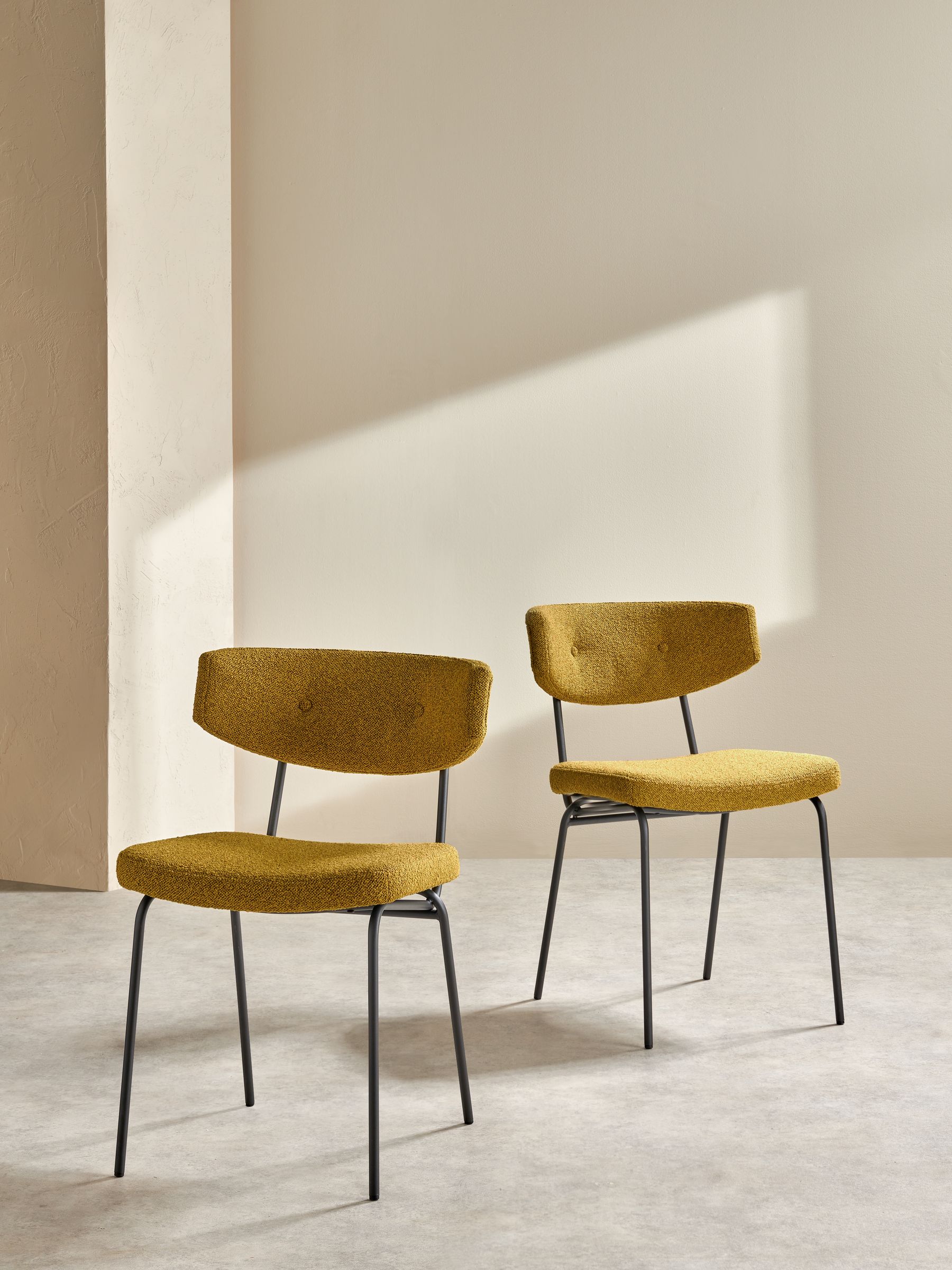 Set of 2 Halina Dining Chairs in Ochre Yellow Boucle