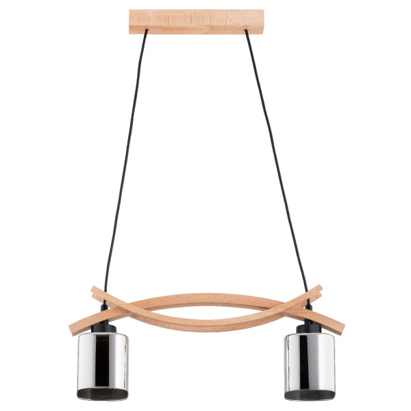 Lampa wisząca drewniana-chromowana-czarna NASA 2xE27x15W Alfa