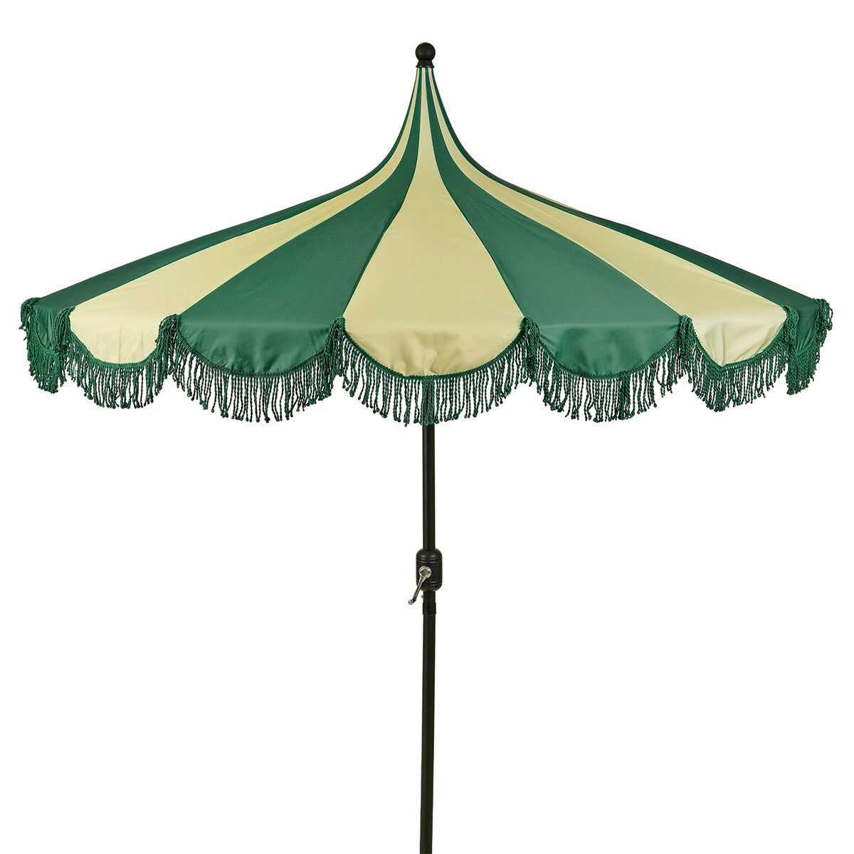 Mica Decorations Kim Gestreepte Parasol met Draagtas - Stokparasol 238 x Ø235 cm - Tuin of Balkonparasol - Polyester, Staal - Donkergroen