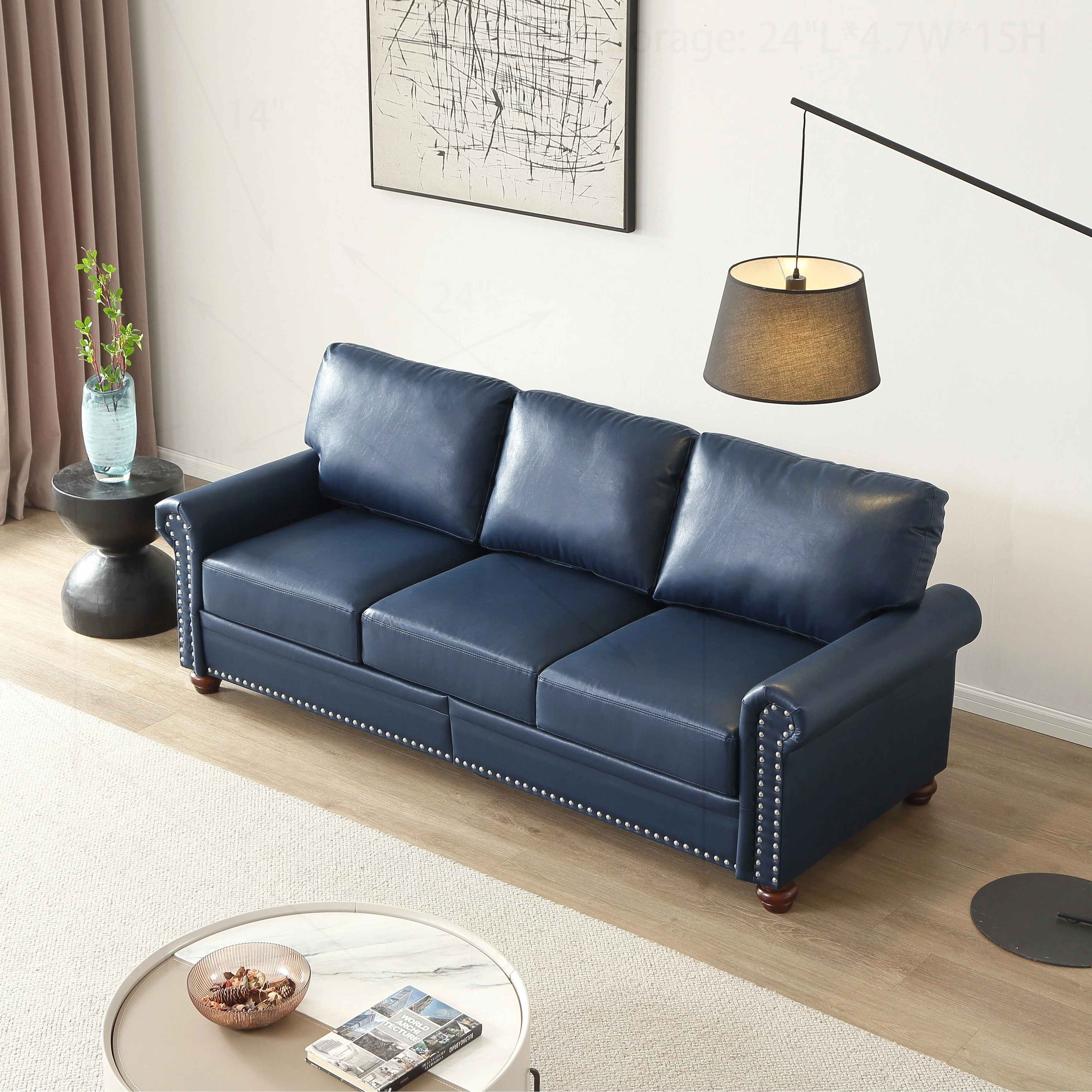 Luxurious Faux Leather Sofa with Storage and Sturdy Construction for Comfortable Seating