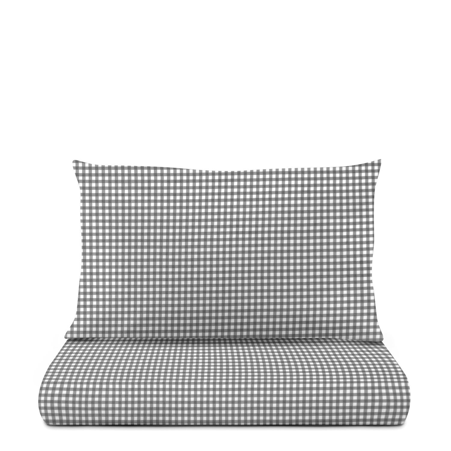Parure letto singolo quadretti grigio Young