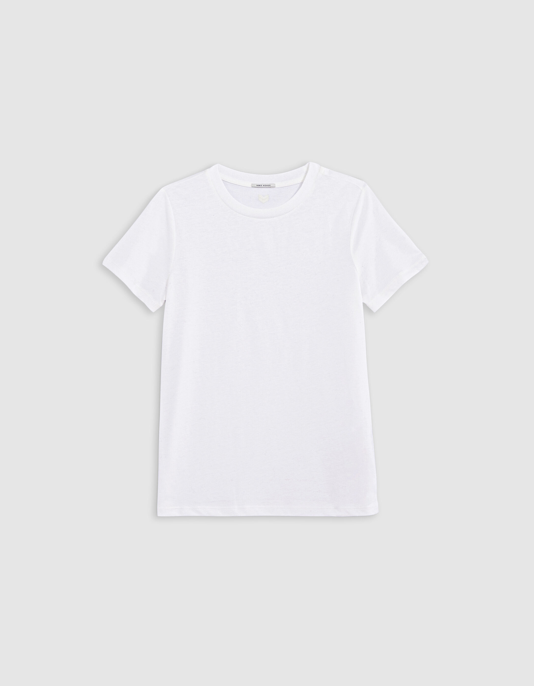 Tee-shirt col rond blanc broderie chevrons dos Femme