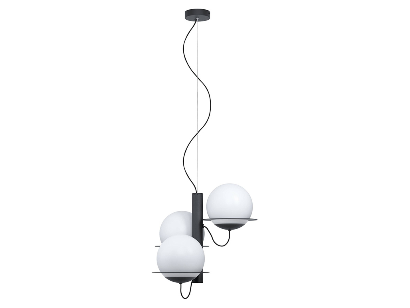 Lampa wisząca Sabalete 3-punktowa stalowa czarno-biała