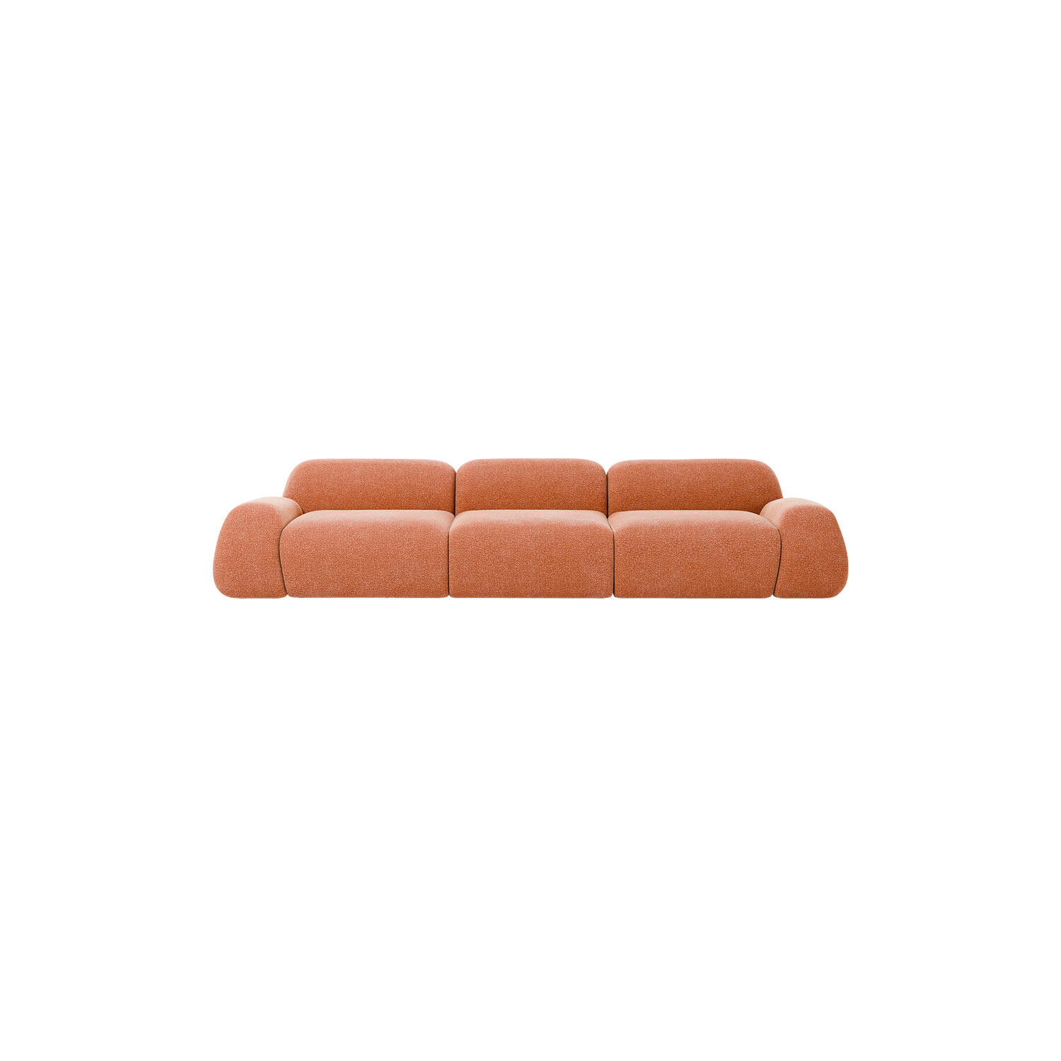 Wolke 4-seater Modular Sofa, velvety woven terracotta