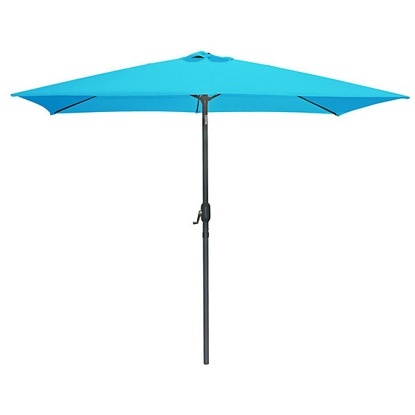 Lindispensable été : Parasol inclinable turquoise et housse anti-UV et pieds en ciment 25Kg