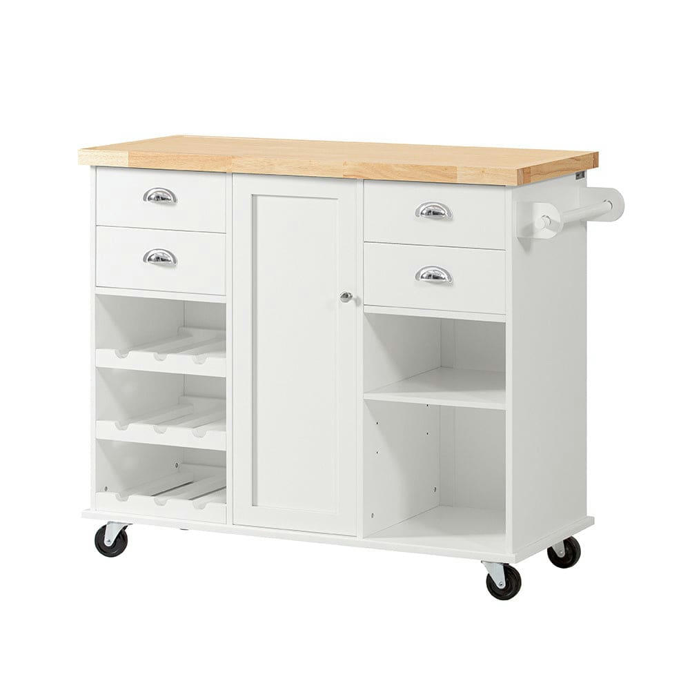 - Desserte à roulettes effet bois blanc