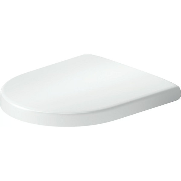 Abattant WC plastique Blanc forme D, Lunette toilettes universel à frein de chute / fermeture amortie - 37,5x41,7x5,1cm - Univavo