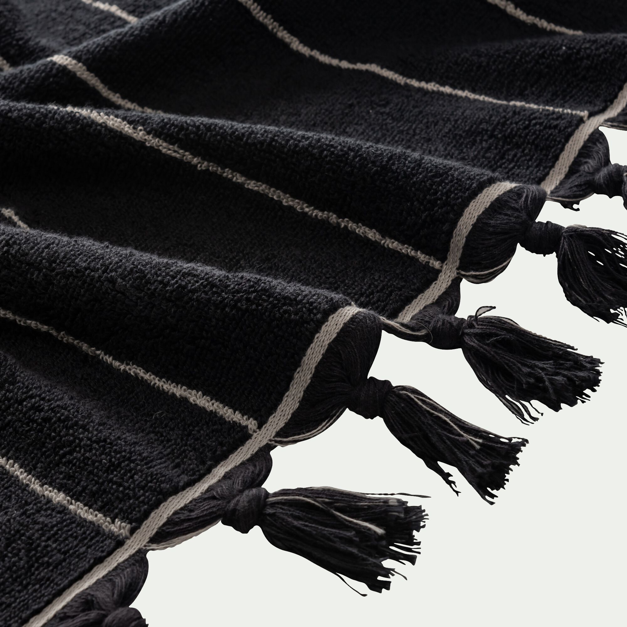 PISELLI - Linge de toilette rayé en coton - noir