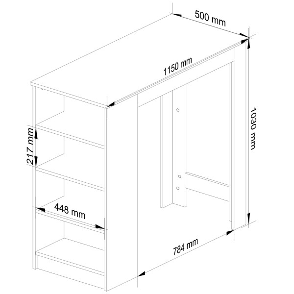 Stolik barowy AKORD Biały, Dąb Sonoma 115 cm 115x50x103 cm