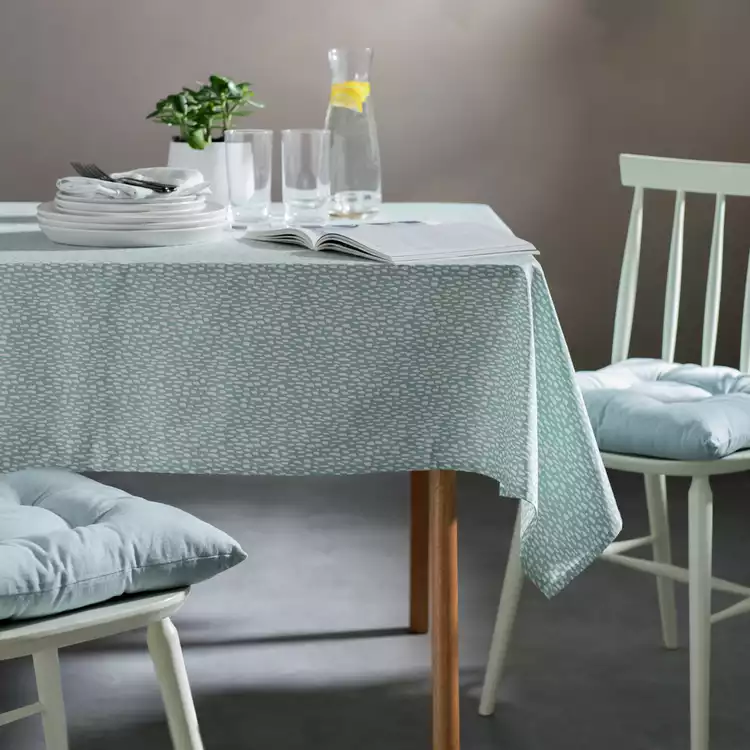 Habitat Mark Making Cotton Wipe Clean Table Cloth - Duck Egg