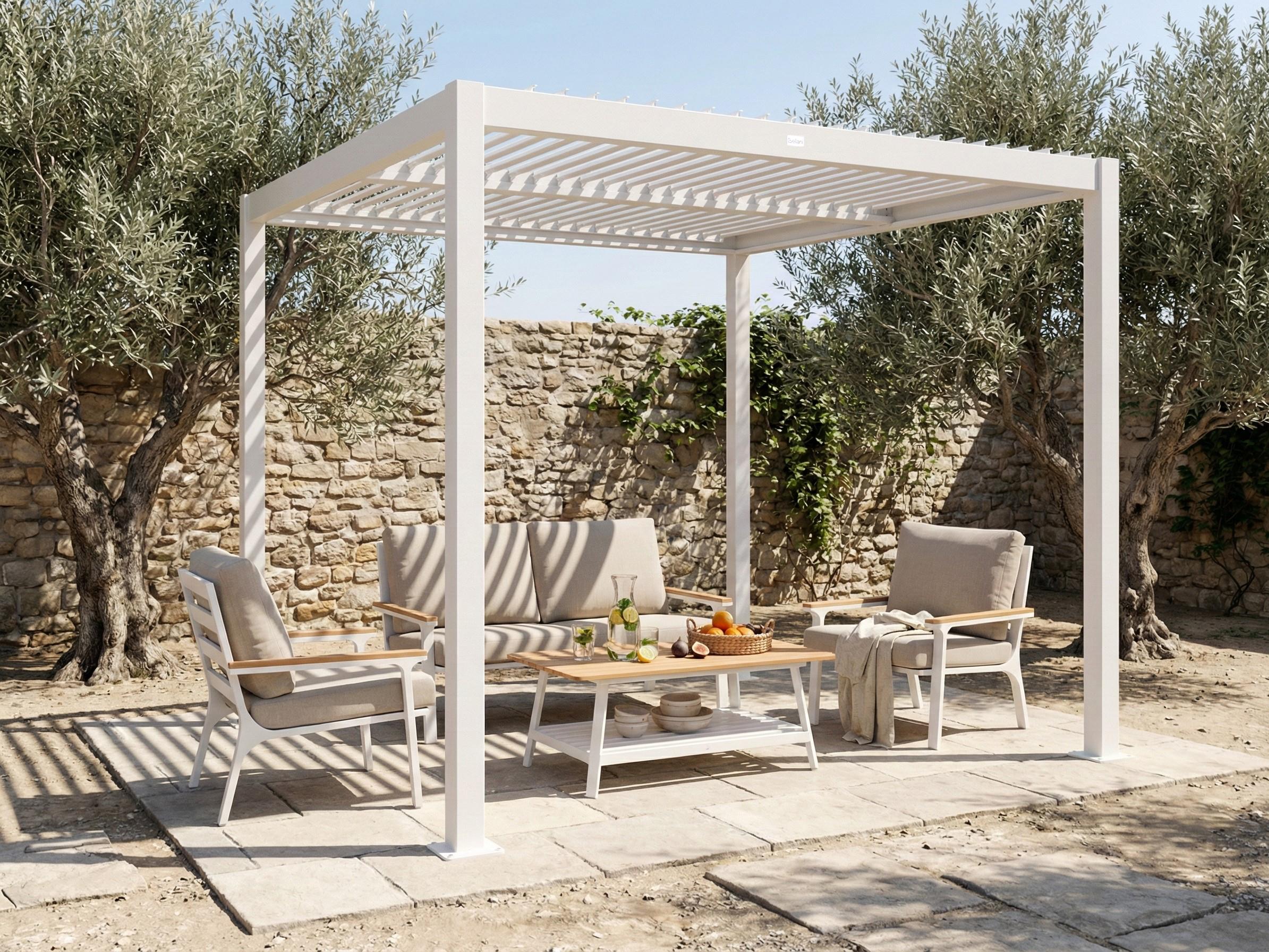 Gazebo FORNOLI Metal 296 cm 296 cm White