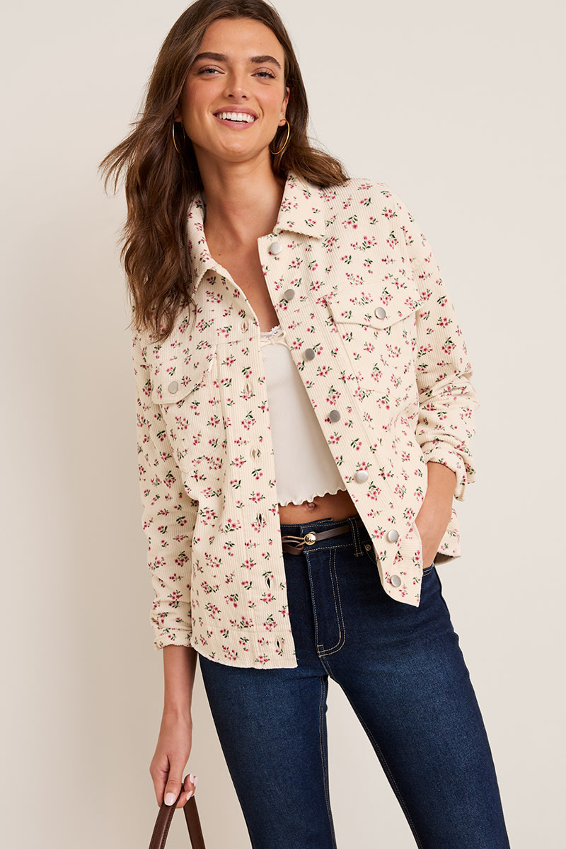 Linda Floral Corduroy Shacket