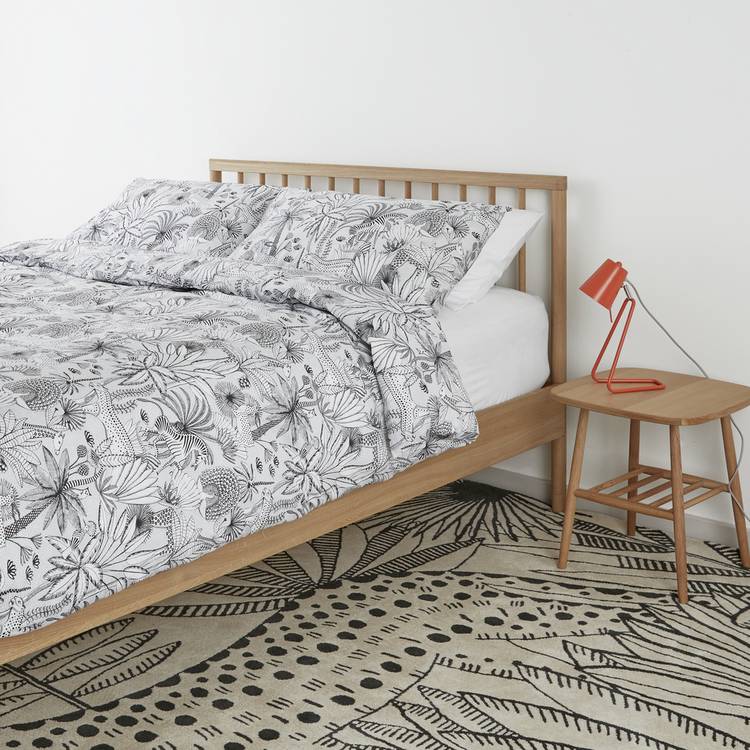 Habitat Jungle Cotton Standard Pillowcase Pair -White &Black