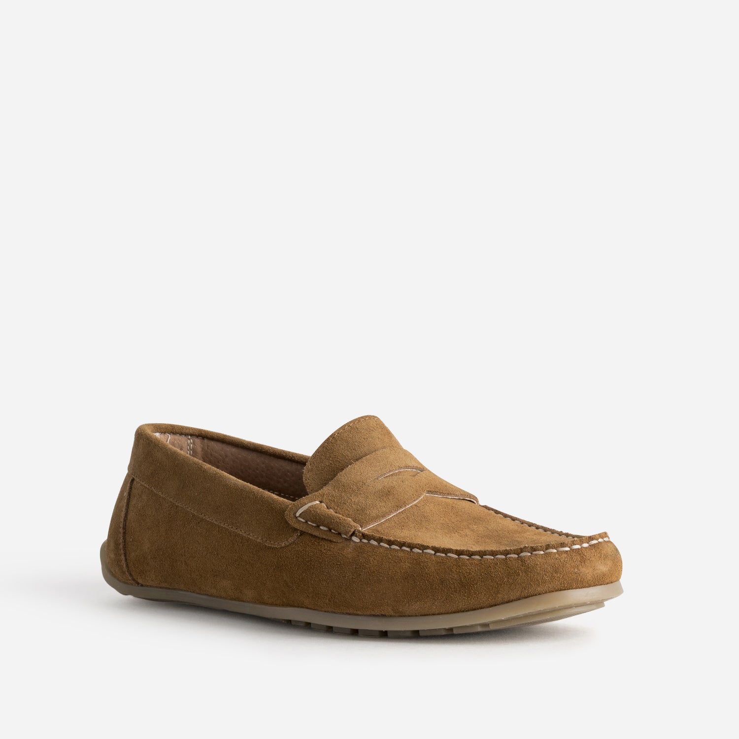 Mocassin-bateau cognac cuir velours