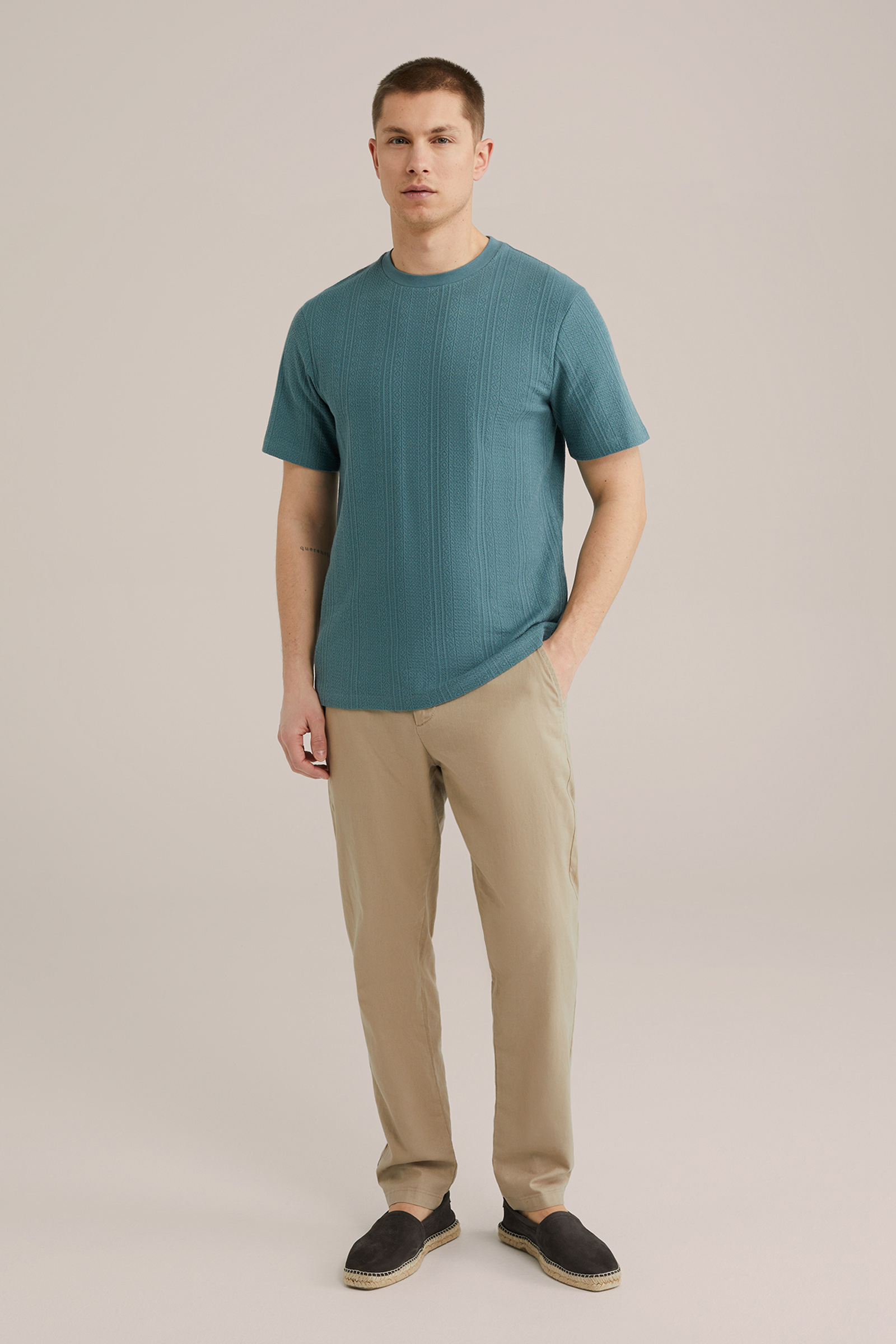 Heren Regular fit T-shirt met structuur