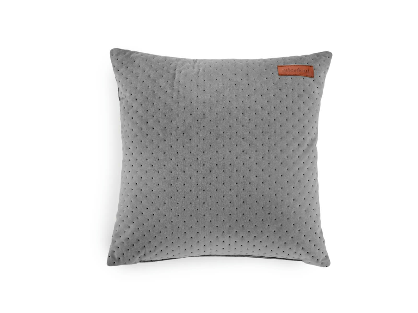 DONA - Coussin en tissu velours gris clair 36x36x16cm