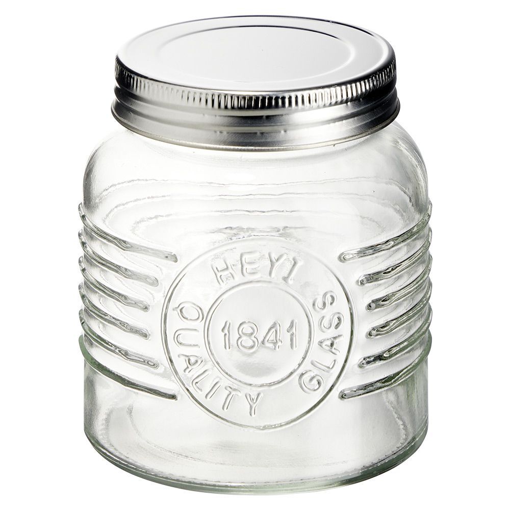 Bocal hermétique rond transparent avec couvercle en métal H10 cm