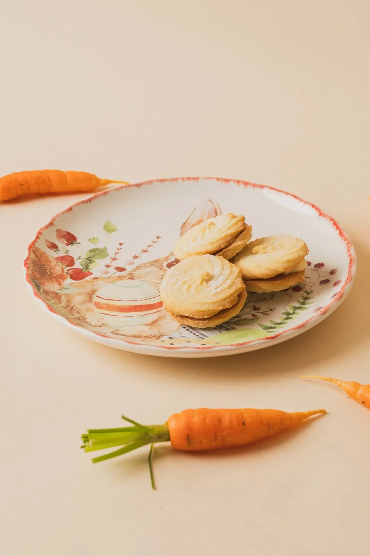 Bunny Salad Plate With Pink Rim