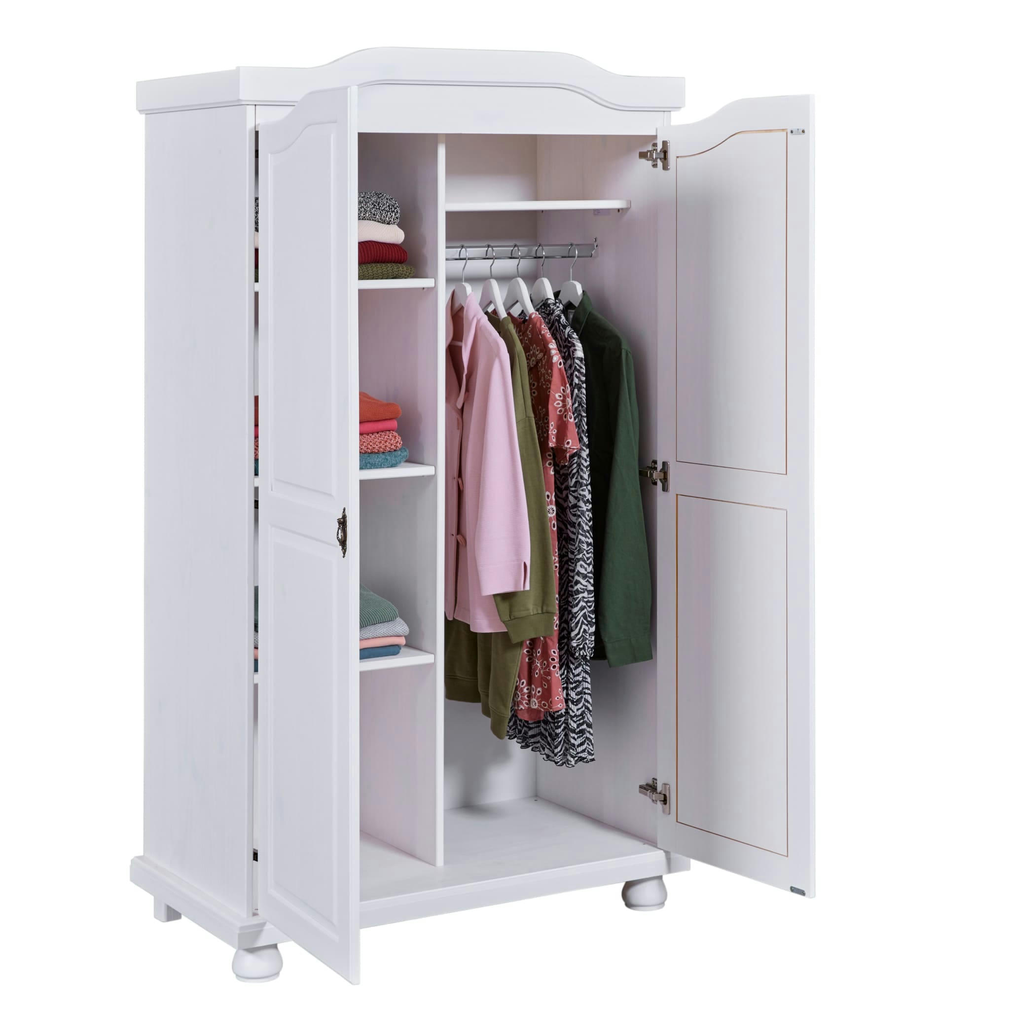 - Armoire 2 portes en bois massif blanc laqué