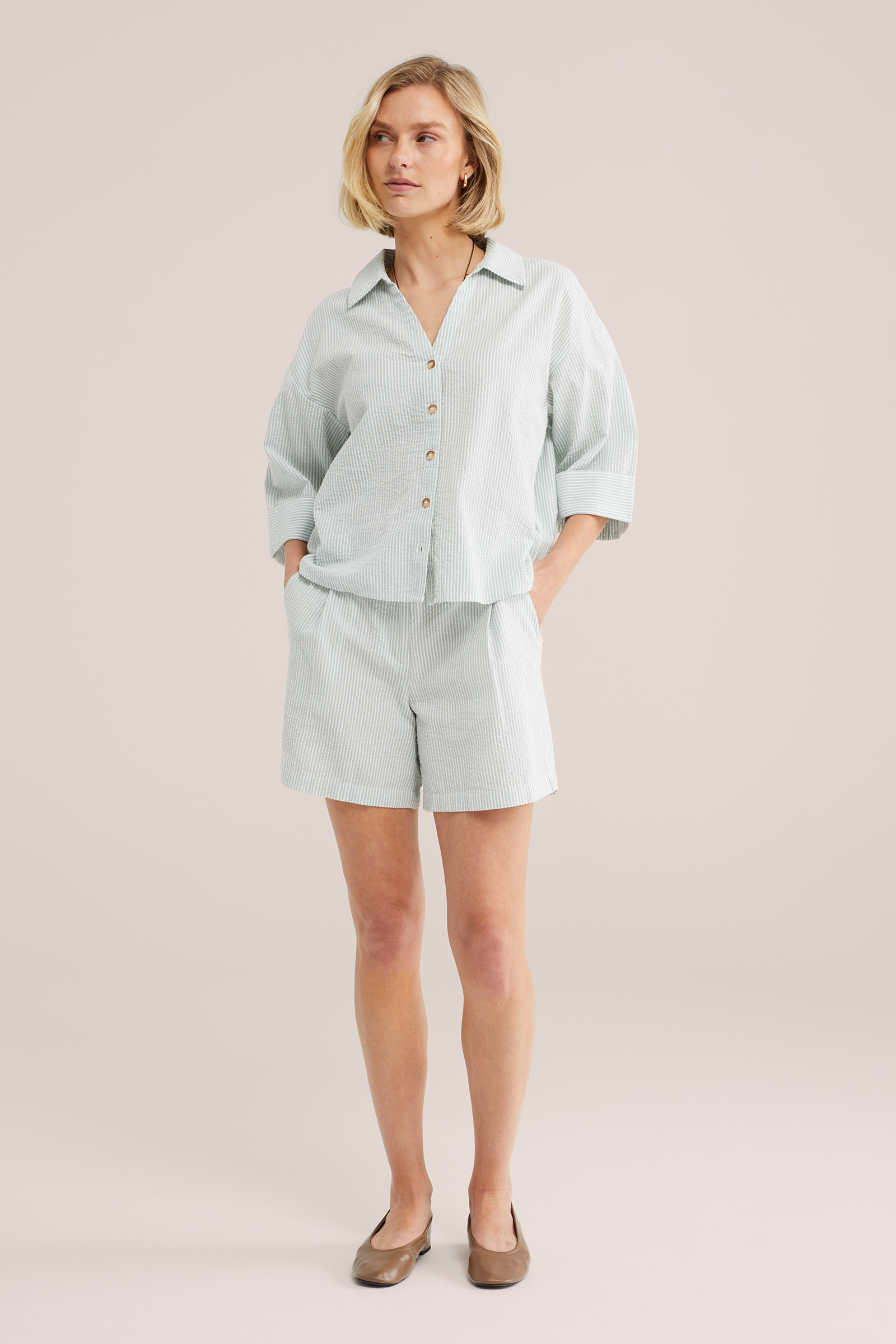 Dames wide leg short met strepen