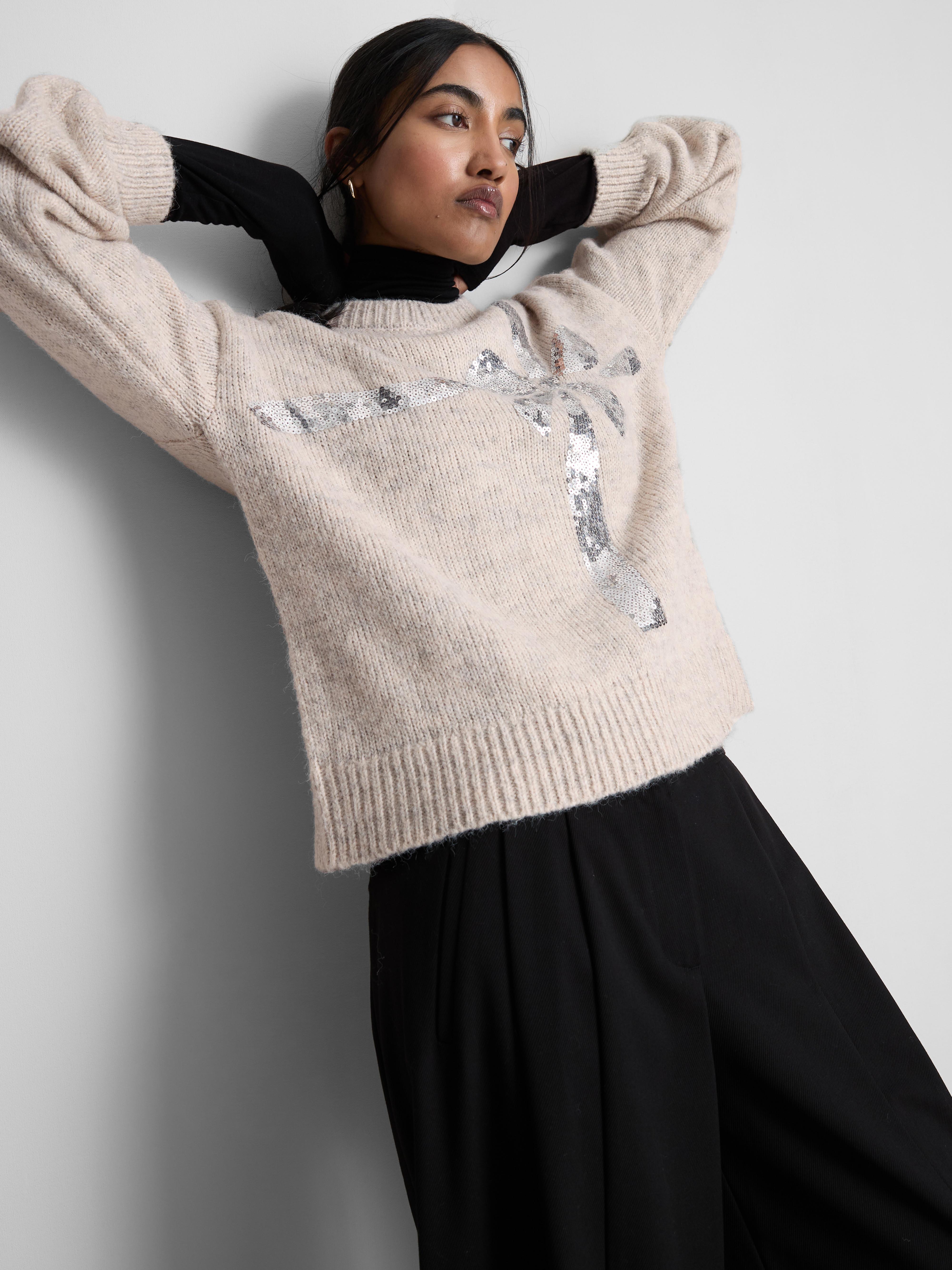 Christmas Sequin Bow Sweater