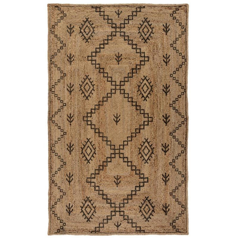 ROWEN - Tapis en jute naturel motifs losanges noirs 200 x 300
