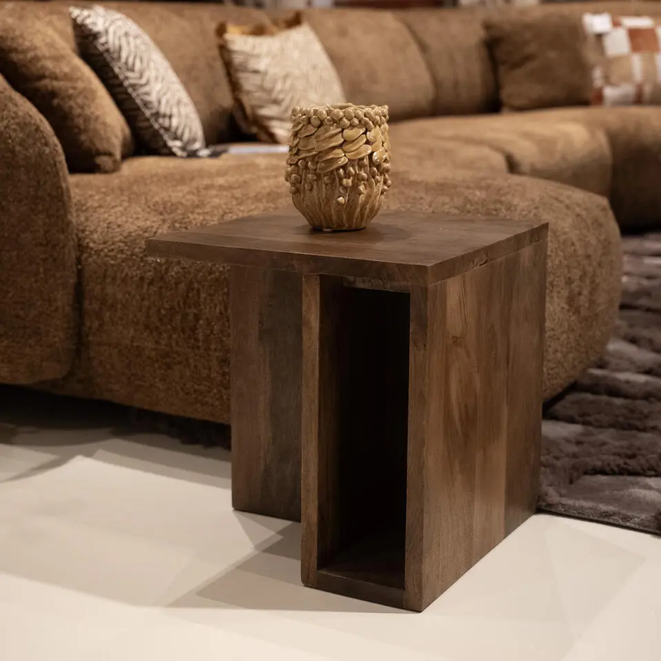 Bijzettafel Vierkant Donkerbruin Hout - 42x42x45cm - Onni