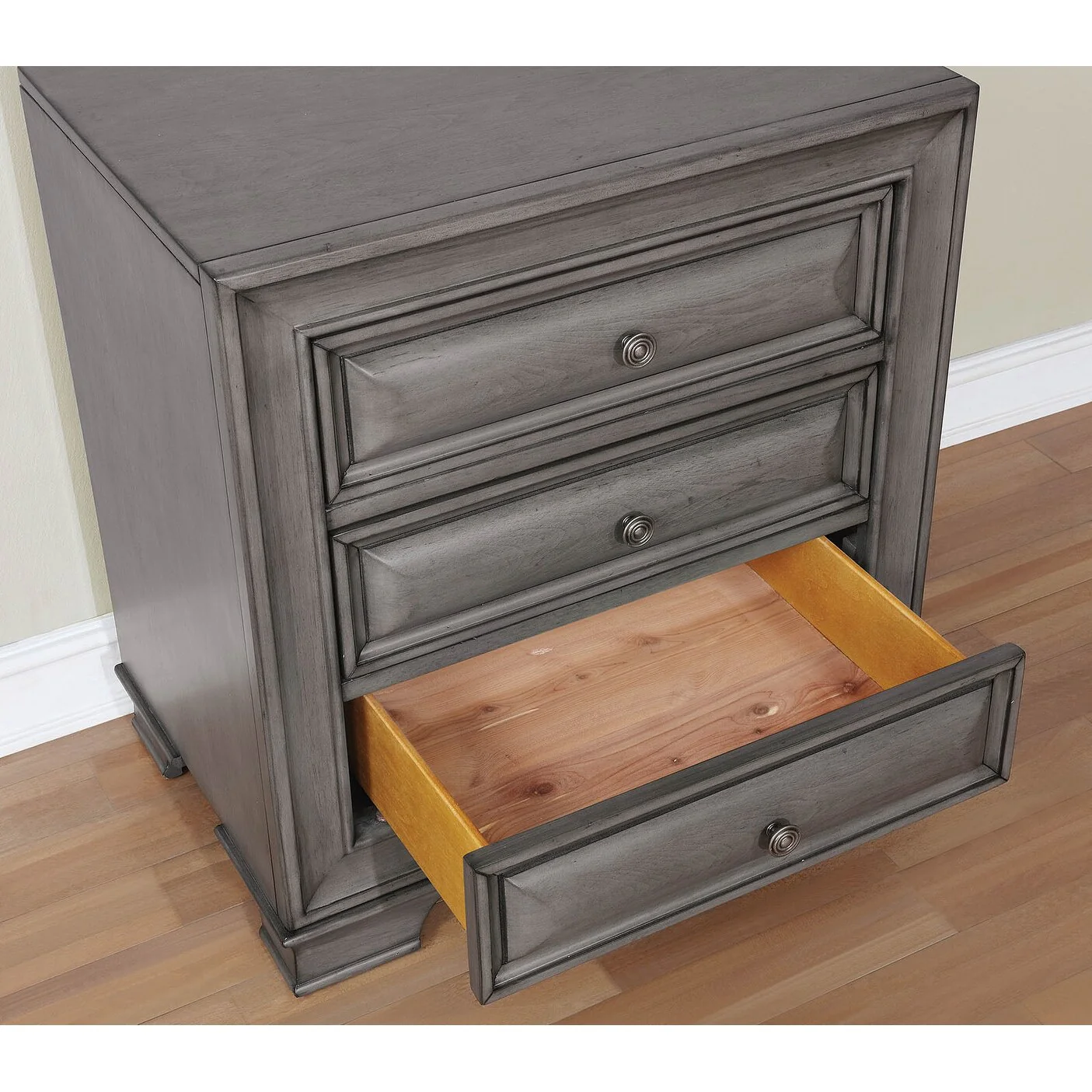 3 Drawers Wooden Nightstand with USB and Power Outlet