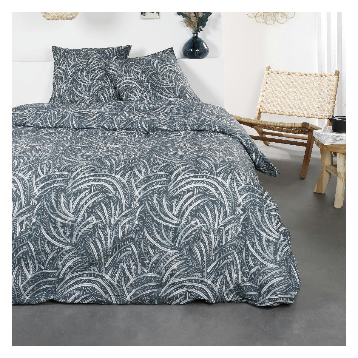 SUNSHINE GABY - Parure de lit 2 personnes imprimé en Coton Bleu 220x240 cm