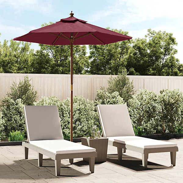 Parasol de jardin avec mât en bois rouge bordeaux 196x231 cm vidaXL