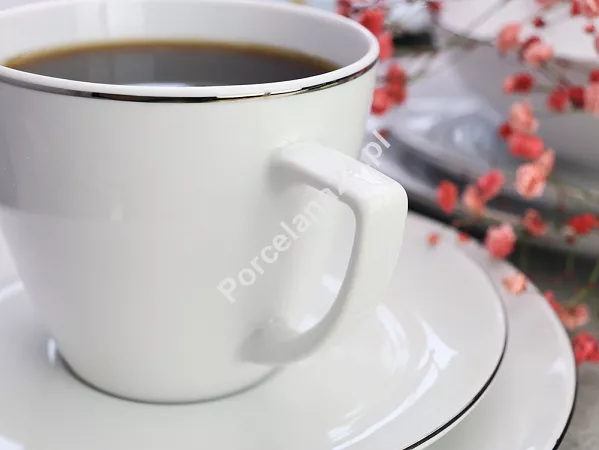 Serwis obiadowo - kawowy na 6 osób (30 el.) Waza - Modern WA-08P platynowy pasek