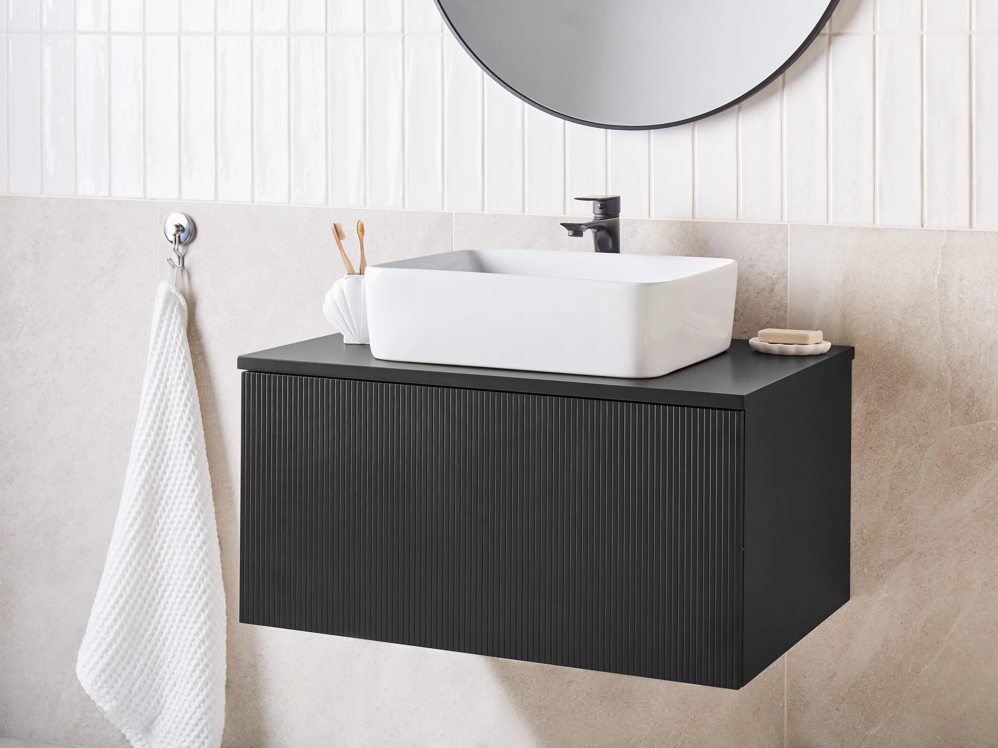 Wall Mounted Vanity Unit ALZIRA 80 cm Black