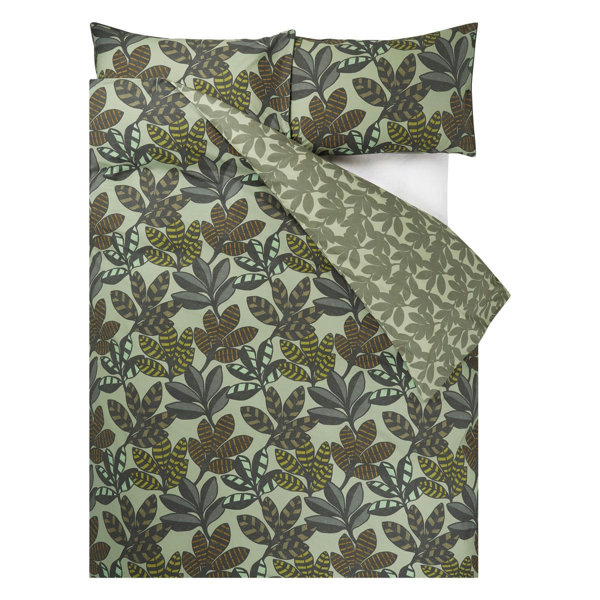 TANJORE - Housse de couette en percale de coton vert 200x200