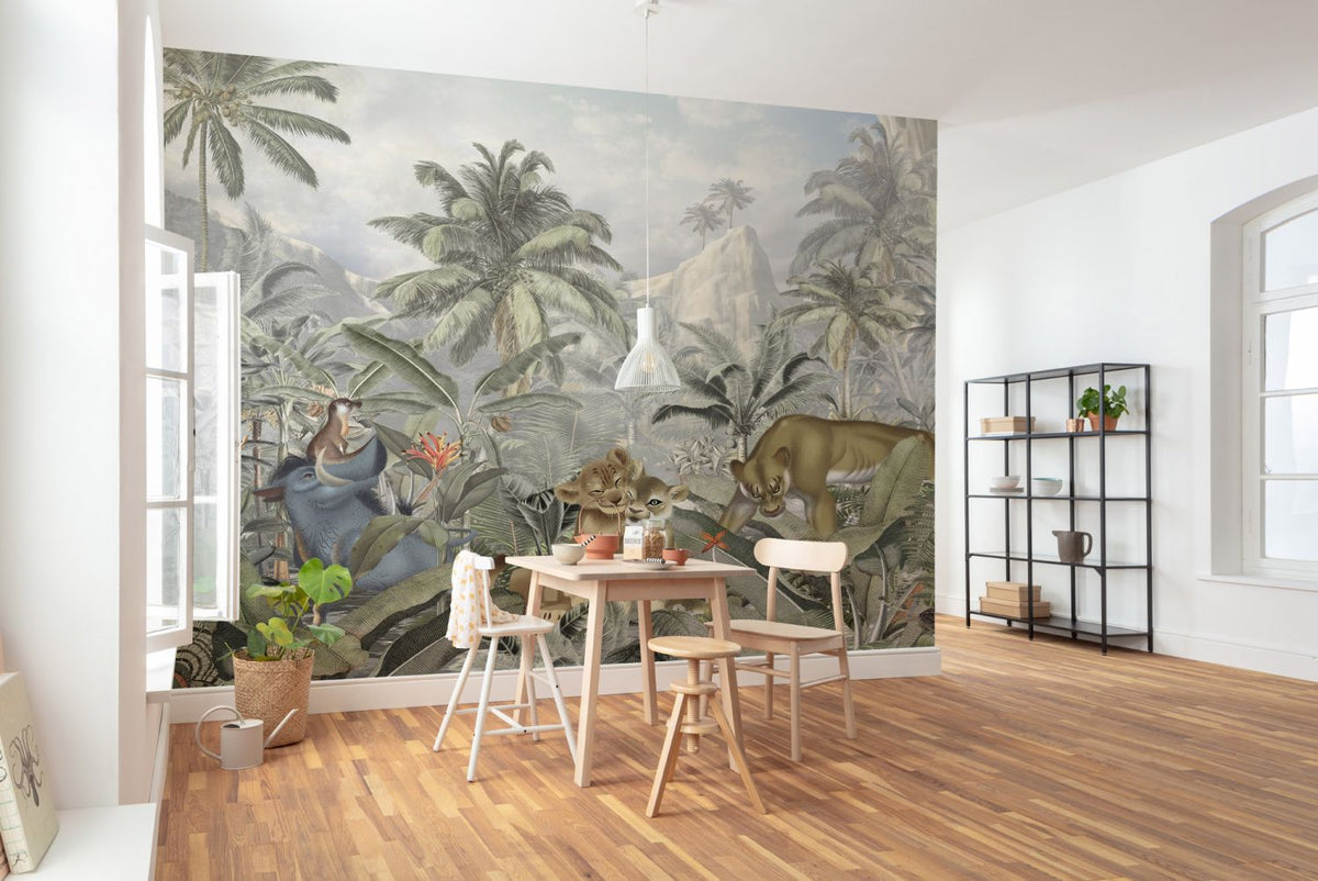 Sanders & Sanders fotobehang lion king groen - 300 x 280 cm - 611652