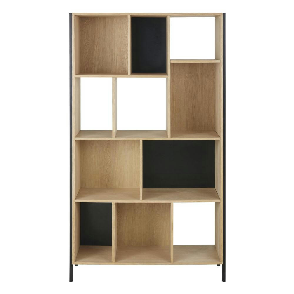 Mudo - Bibliothèque 5 étagères en métal noir et marron