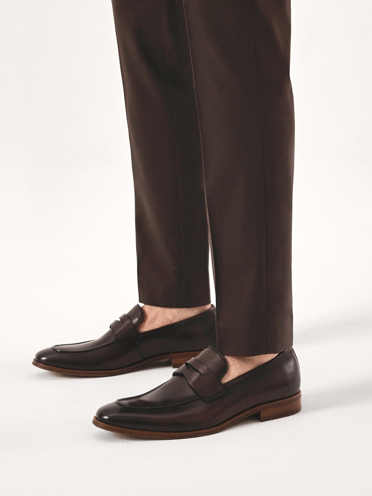 Business brown loafers with shaded upper