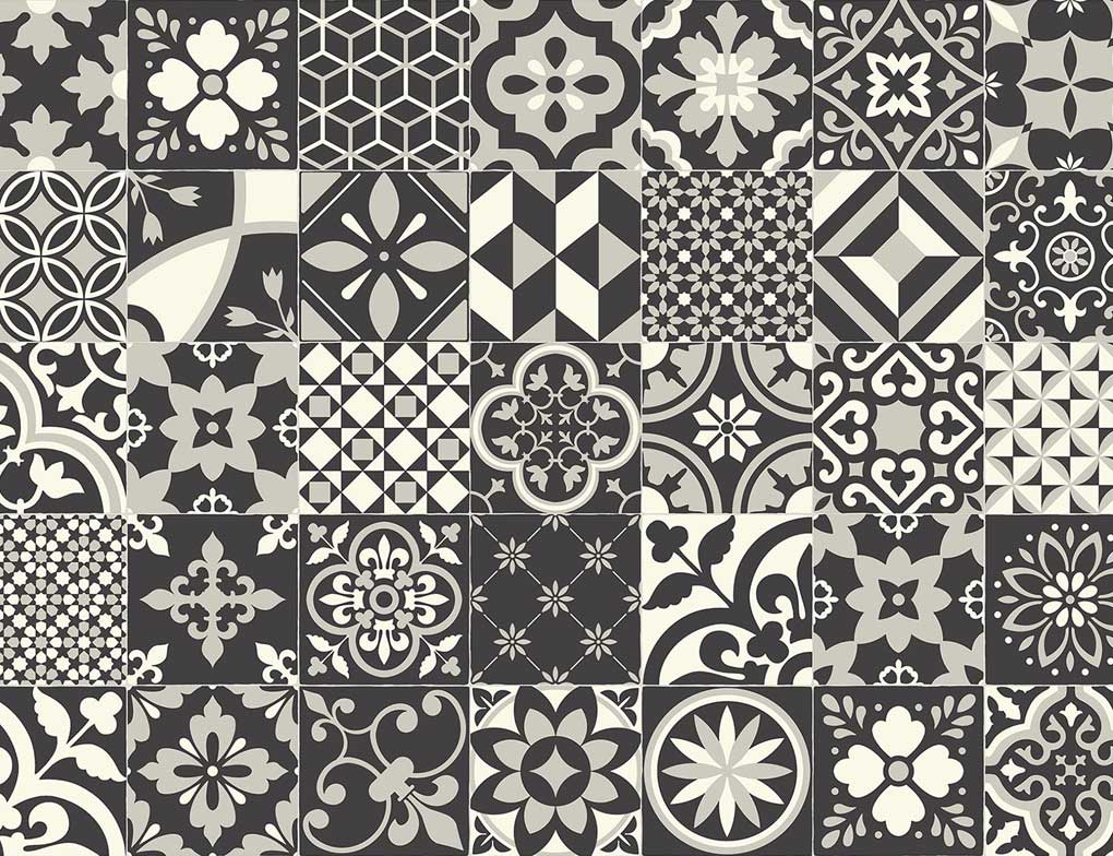 PVC Hermes Tile Anthrazit, Weiß