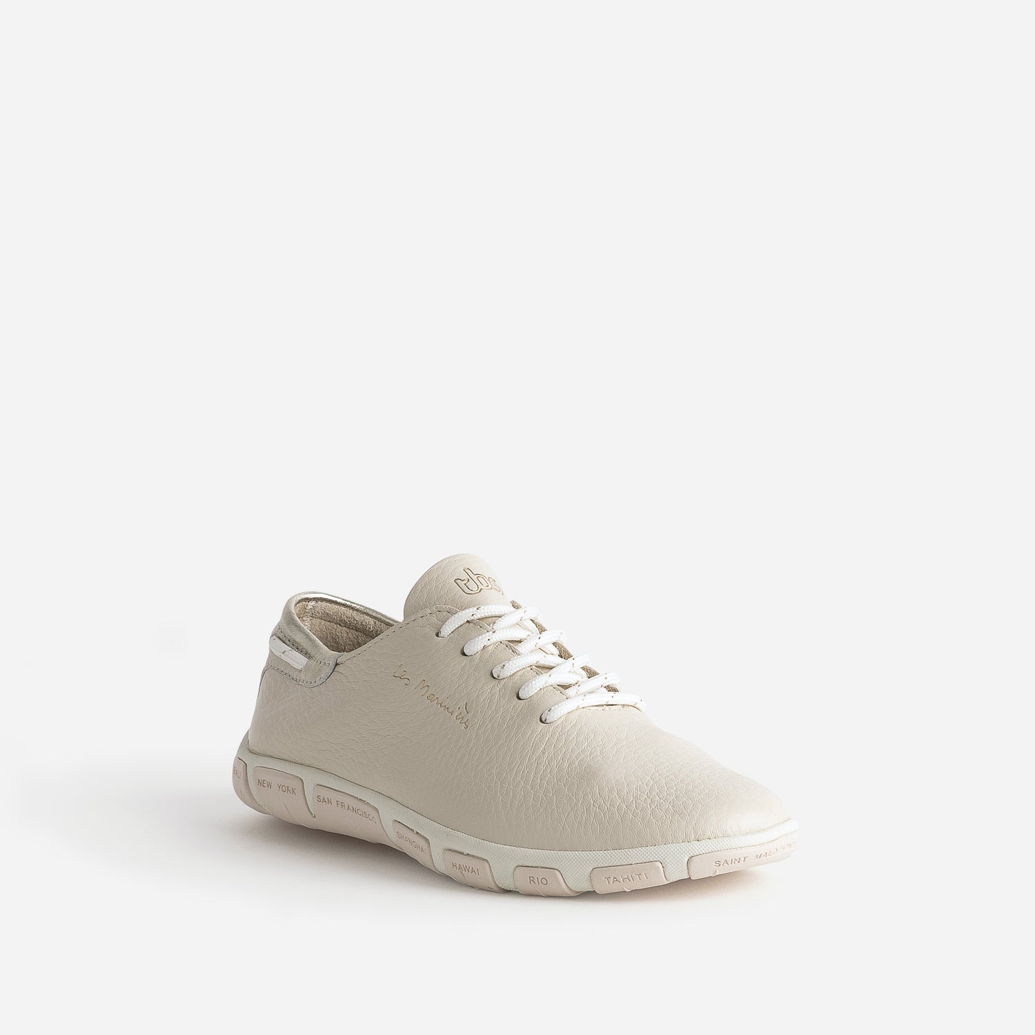 Tennis TBS beige en cuir à semelle bicolore
