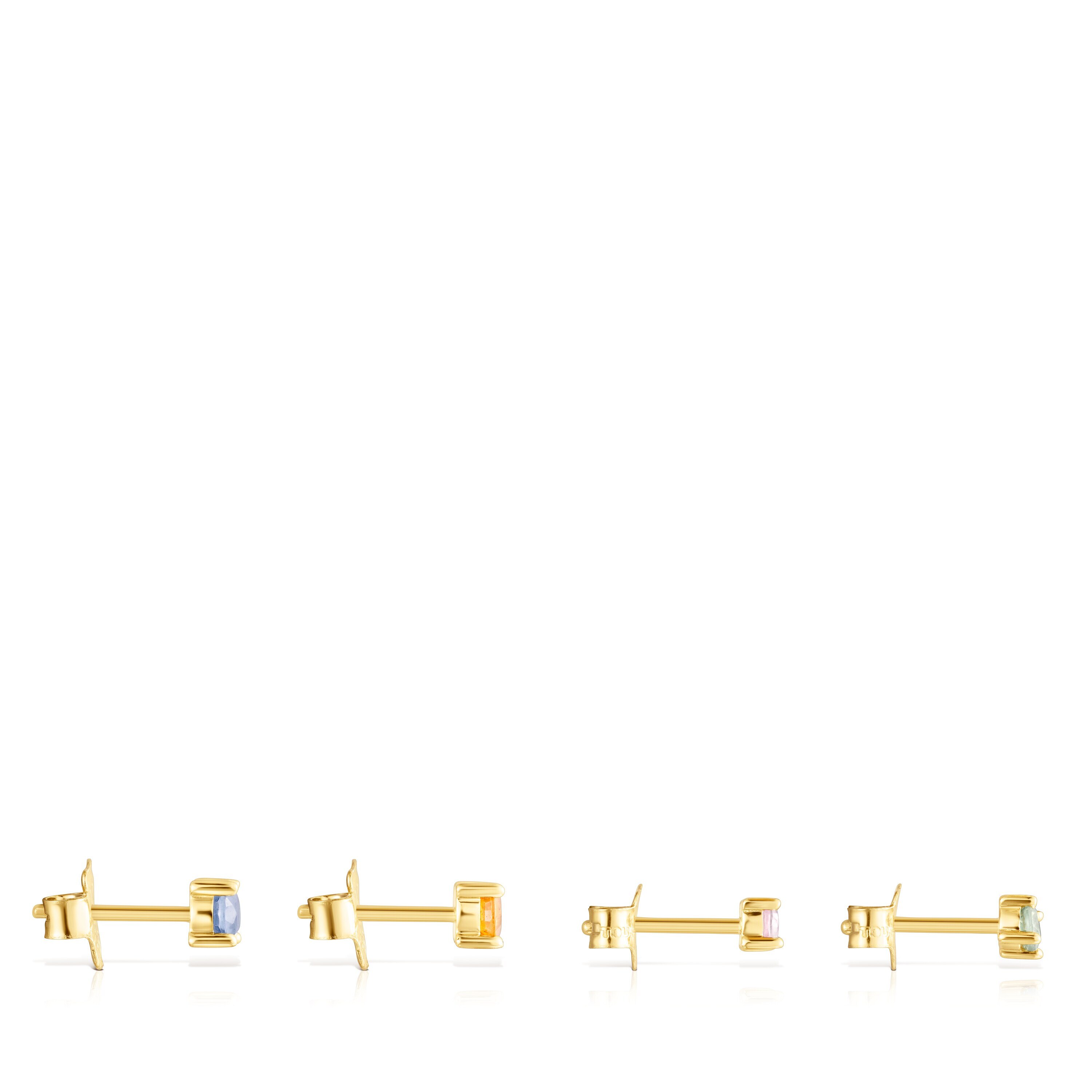 Pack de Pendientes con baño de oro 18 kt sobre plata y zafiros multicolor Glaring