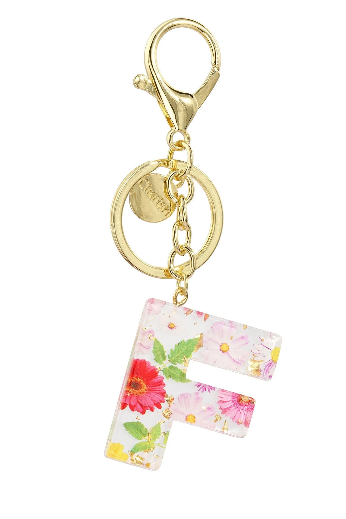 Initial F Handbag Charm Keyring